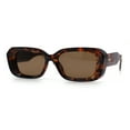 thumbnail image 4 of Womens Beveled Thick Plastic Narrow Rectangle Mod Fashion Sunglasses Tortoise - Brown, 4 of 8