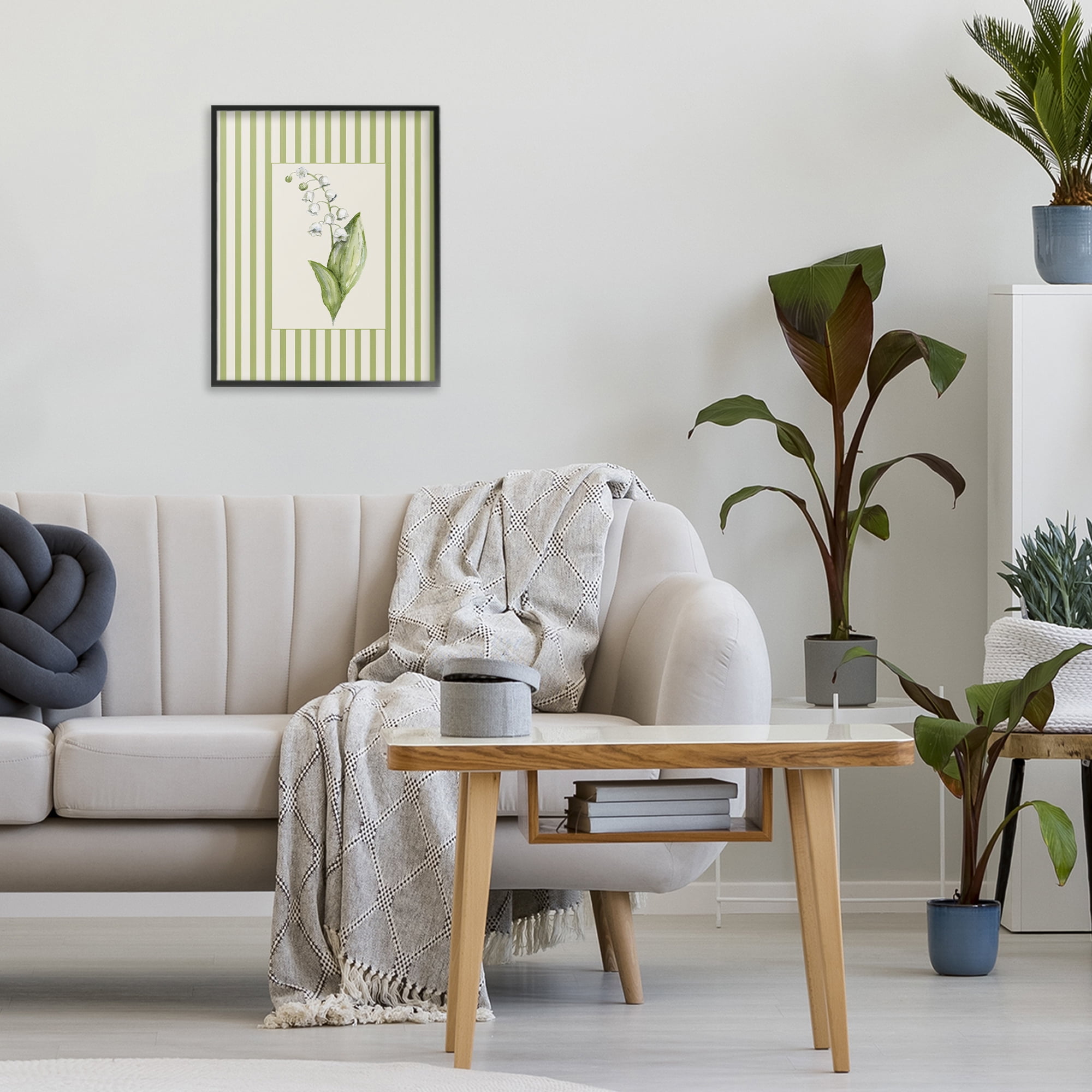 Striped Lily Of The Valley Black Framed Giclee Art, design by Lisa Wehmeyer
