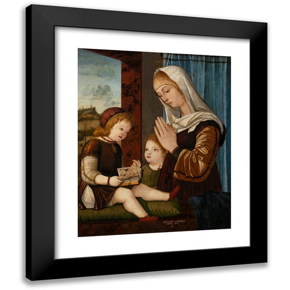 Vittore Carpaccio 12x14 Black Modern Framed Museum Art Print Titled - Madonna and Child with the Infant St. John (Before 1500)