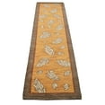 thumbnail image 5 of HAND KNOTTED WOOL FLORAL MODERN AREA RUGS - 2'6''x10', Runner Shape, Gold Brown Color, Classic Traditional Design, Low Pile Handmade Area Rugs for Living Room, Bed Room (N00922), 5 of 7