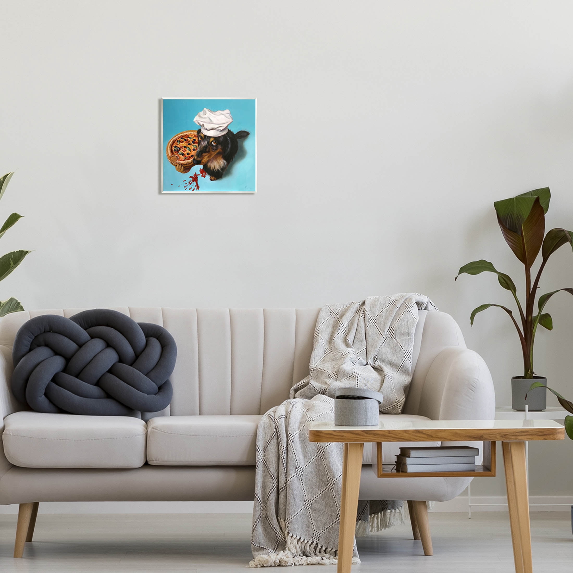 Dog Chef Pizza Bite Portrait Animals & Insects Painting Unframed Art Print Wall Art