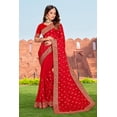 thumbnail image 2 of Georgette Red Embroidery Work Sari Diwali Collection Saree, 2 of 3