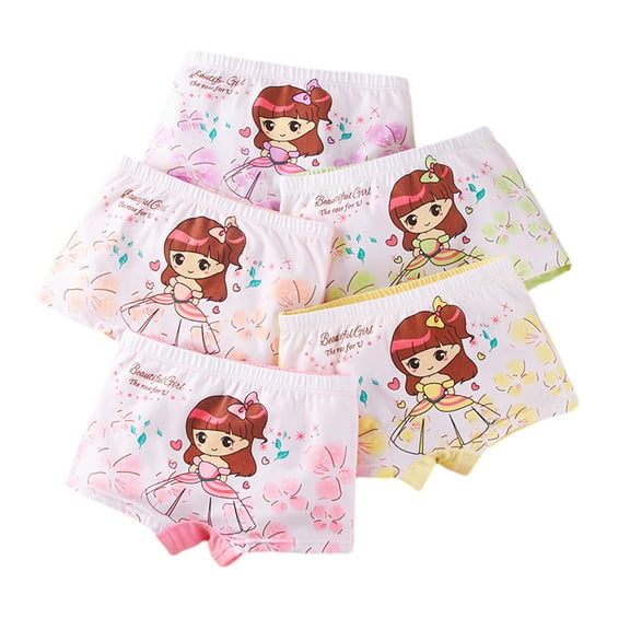 CSCHome 2-12Y Baby Girls lightweight Cotton Underwear Boxer Briefs Toddler Girls Undies Breathable Underwear for Baby Kids(Pack of 5)