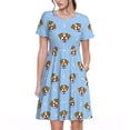 thumbnail image 1 of Bixox Robe d'Été à Manches Courtes pour Femmes Robe Ample Longueur Genou avec Poches-Terrier, 1 of 7