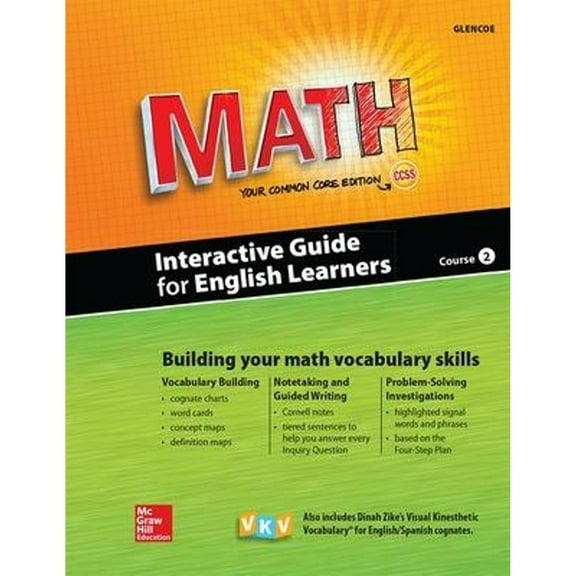 Pre-Owned Glencoe Math, Course 2, Interactive Guide for English Learners, Student Edition (Paperback 9780021356867) by McGraw Hill