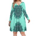 thumbnail image 1 of RWJDXD Robe Ample et Confortable en Été mandala Bleu Robe Surdimensionnée Col en V Robe de Plage Robes Manches Longues Robe de Bal 2024, 1 of 6