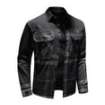 thumbnail image 6 of IROINNID Men's Long Sleeve Denim Jacket Turndown Lapel Short Jacket Solid Color Casual Turndown with Pocket Cotton Thermal Top Jacket, 6 of 9
