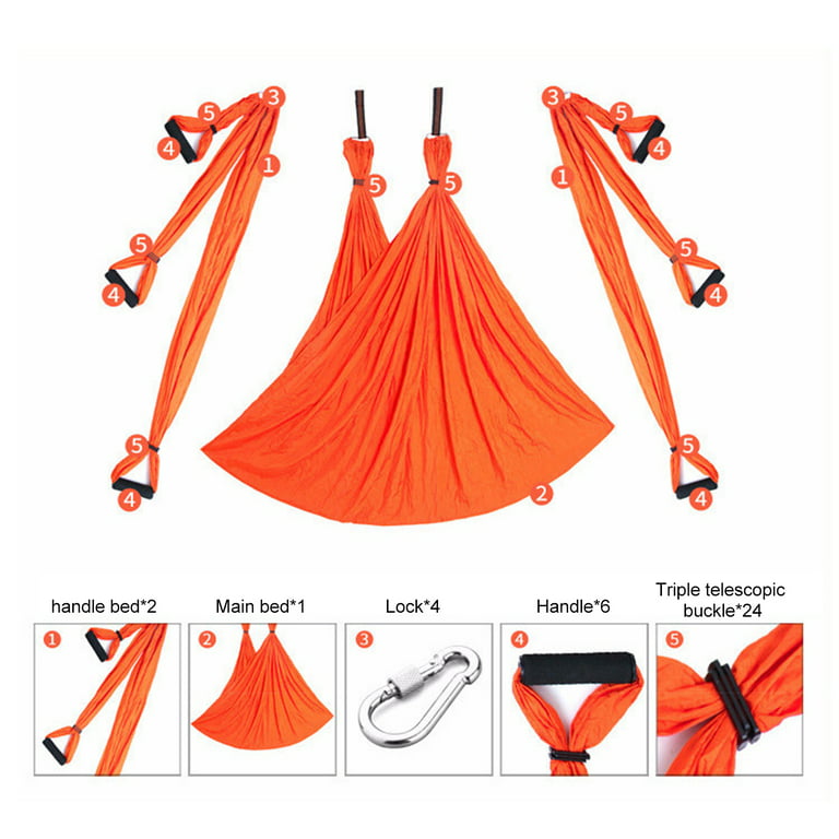 Aerial Yoga Hammock Swing Set - Flying Yoga Inversion Tool Antigravity  Ceiling Hanging Yoga Sling,Orange