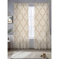 thumbnail image 2 of Boho Moroccan Sheer Curtains 96 Inch Length 2 Panels Set Window Treatments, Vintage Morocco Quatrefoil Geometric Rod Pocket Semi Curtains for Living Room/Bedroom/Kitchen Décor, 104"W x 96"L, 2 of 7
