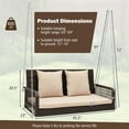 thumbnail image 3 of Costway Patio Wicker Porch Swing 2-Person Hanging Loveseat Bench Chair with Cushions Beige, 3 of 10