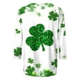 thumbnail image 4 of HOMBOM Womens St.Patricks Day Shirts Irish Graphic Tees Casual Crewneck Army Green 3/4 Sleeve Shamrock Print Tshirts for Ladies Spring, 4 of 5