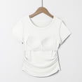 thumbnail image 5 of Timegard Crop Tops for Women Round Neck Side Ruched Slim Solid Color T Shirts Summer Casual Tops Trendy, 5 of 5
