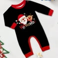 thumbnail image 2 of Family Christmas Pajamas Matching Sets – Black Long Sleeve Tops and Pants with Santa Claus and Reindeer Print, Festive Holiday Sleepwear Outfits for Couples and Families, 2 of 5
