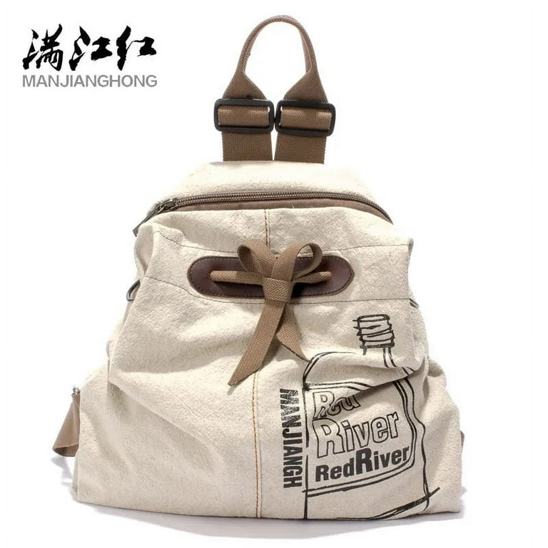 MANJIANGHONG Large Capacity Ladies Canvas Backpack Fashion Cotton and Linen Travel Bag Leisure Wild Simple Student Bag Walmart
