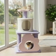 thumbnail image 2 of Costway 31.5" Cute Modern Cat Tree with Condo Top Perch Jute Scratching Posts Hanging Toy Purple, 2 of 10