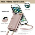 thumbnail image 5 of Phone Case for iPhone 7/8/SE 2020/2022 Wallet Cover with Screen Protector Ring Stand Card Holder Crossbody Strap Cell iPhone7 iPhone8 7s 8s SE2020 SE2022 2/2nd/3/3rd Generation SE2 SE3 Girl Rose gold, 5 of 13