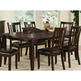 thumbnail image 3 of Dining Collection Modern Beautiful Kitchen Room Furniture Dining Table w Butterfly leaf & Upholstered 6 Side Chairs Dark Rosy Brown Wood Finish 7pc Set, 3 of 8