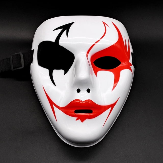 Cubierta facial de mascarada cubierta facial de payaso de terror graffiti pintado a mano ajustable talla única para danza fantasma ANGGREK Otros