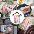 thumbnail image 3 of Summer Flamingo Kitchen Towels Set of 2, Water Absorbent Dish Towel, Tropical Plants Botanical Floral Pink Plaid Decorative Hand Towels - Quick Drying Cloth for Cooking Baking, 18x28 Inch, 3 of 8