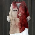 thumbnail image 1 of MHFRRA Camiseta de Halloween para Mujer, Blusa de Cuello En V con Estampado de Manchas de Sangre, Top Informal para Primavera, Verano y Otoño Púrpura, 1 of 4