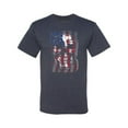 thumbnail image 2 of Wild Bobby, Smiling American Flag Skull, Pop Culture, Men Graphic Tees, Vintage Heather Navy, Small, 2 of 3