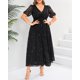 thumbnail image 3 of Vestido Pinup Fashion para mujer, talla grande, cuello en V de gasa negra, 3 of 6