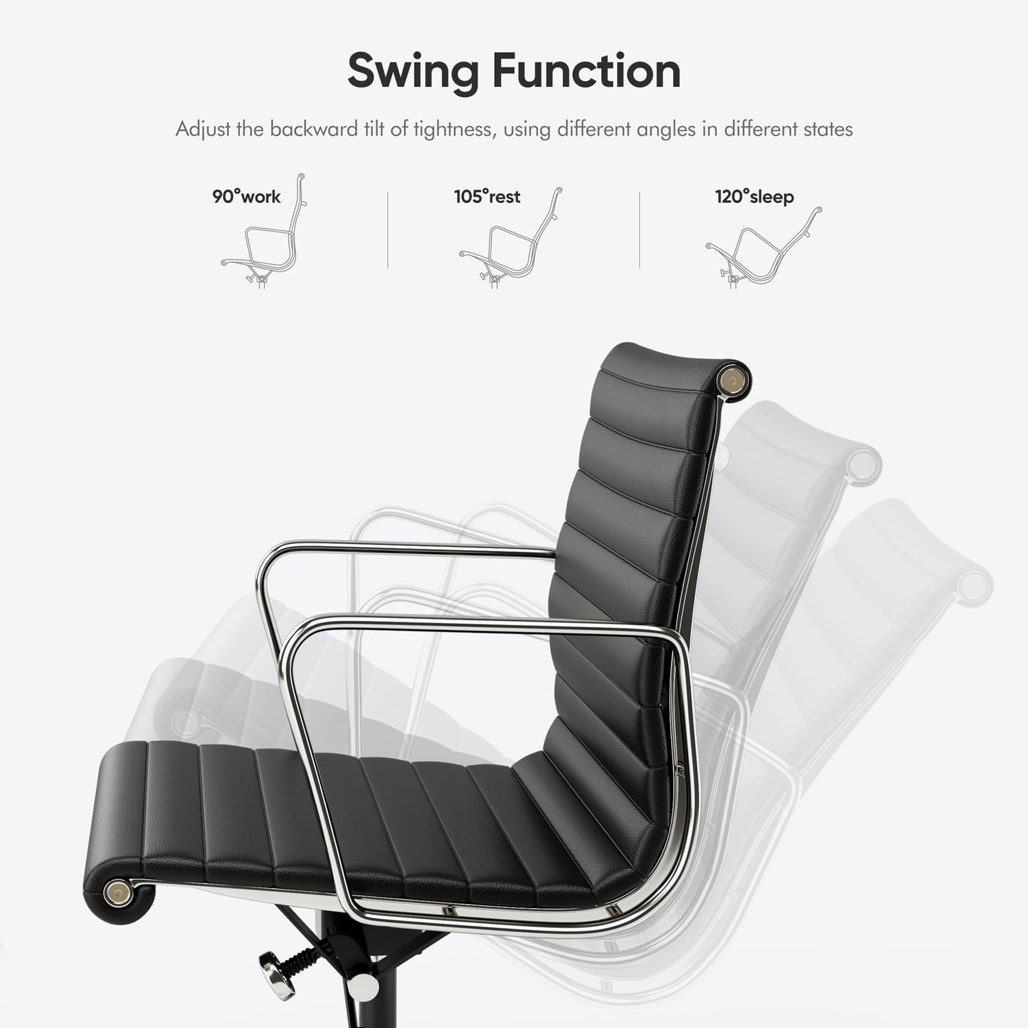 Mid Back Office Chair Ergonomic Office Chair Swivel Leather Task Chair with Lumbar Support,Adjustable Height,Black