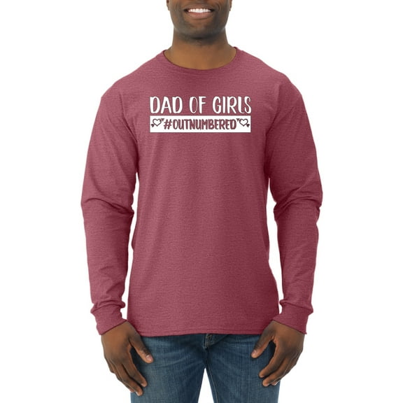 Wild Bobby, Outnumbered Dad with Girls Gift, Father's Day, Men Long Sleeve Shirt, Vintage Heather Red, Large
