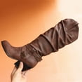 thumbnail image 5 of Fesfesfes Boots for Teen Girls Retro Belt Buckle Knee Length Increased Warmth Thick Heel High US:6(37), 5 of 6