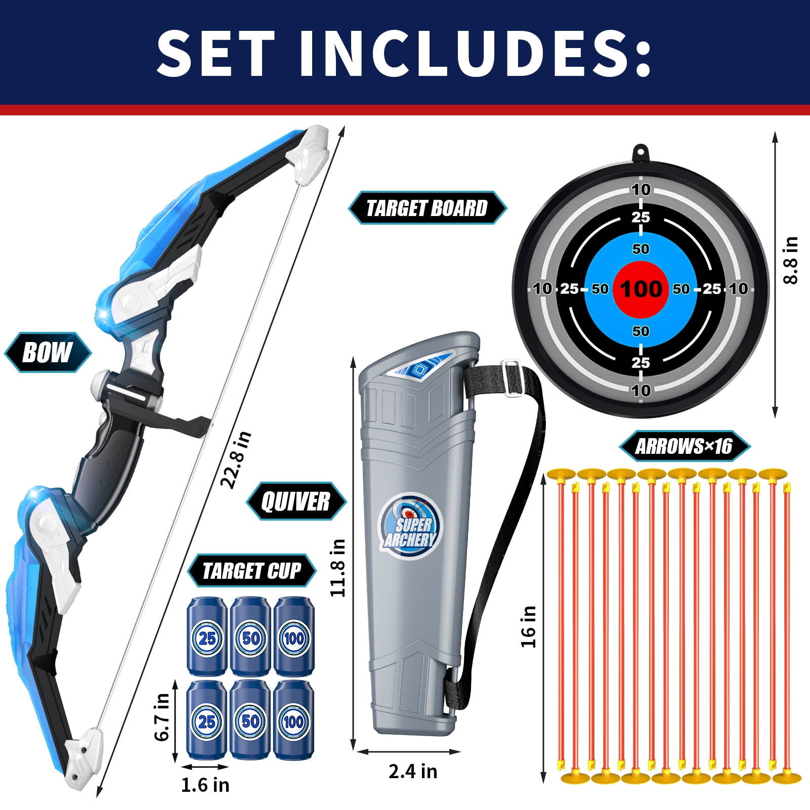KukuFun Kids Bow and Arrow for Boys Ages 4-8-12, Kids Archery Set Toys for Boys 6-8 8-12, Indoor Outdoor Toys for 3-12 Year Old Boys