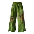 thumbnail image 4 of yunLCZ Women's Wide Leg Pants Holiday Style Retro Linen Floral Ethnic Print Casual Pants For Women – Comfortable Relaxed Fit Perfect For Summer Beach And Vacation Wear Business Work Casual Pants, 4 of 4