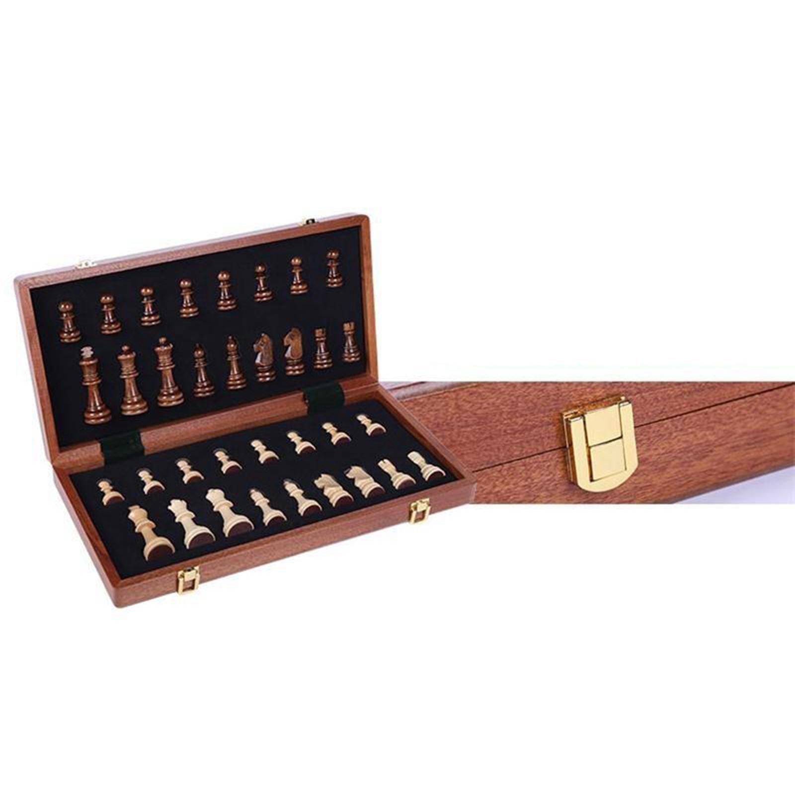 LeeQinersw Professional 18" Tournament Vintage Wooden Chess Set Folding Chessboard Wood
