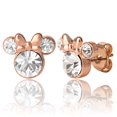 thumbnail image 1 of Pendientes de oro rosa con piedra natal de Minnie Mouse de Disney en abril, 1 of 6