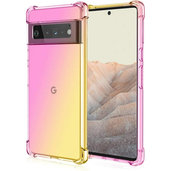 KOMI Compatible with Google Pixel 7 Case, Pixel 7 Gradient Case for Women Girls Slim Fit Clear Soft TPU Bumper Cushion Shockproof Protective Phone Case for Google Pixel 7, Pink Gold