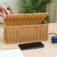 thumbnail image 4 of kkiuop Hand-Woven Charging Station Storage Box Cable Management Basket For USB Accessories Data Cables Cables Office Organizer, 4 of 7