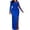 Blue, variant on Women's Long Sleeve Cocktail Dresses Sheer Mesh Panel Gown Round Neck Pleated Maxi Dress with Belt Elegant Formal Red