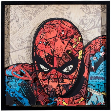 - Marvel Comics Spider-Man Handmade Collage in Shadowbox Frame Wall Art