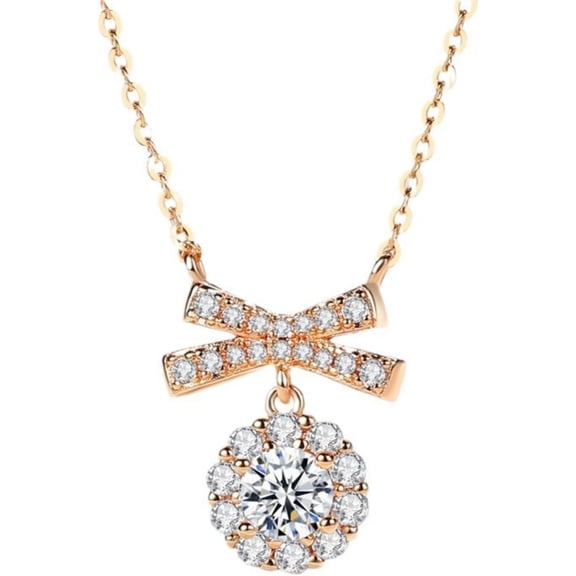 Dainty 0.5 Carat Moissanite Pendant Necklace for Women Round Cut D Color VVS1 Lab Diamond Necklace 925 Sterling Silver Moissanite Necklace for Women with Certificate