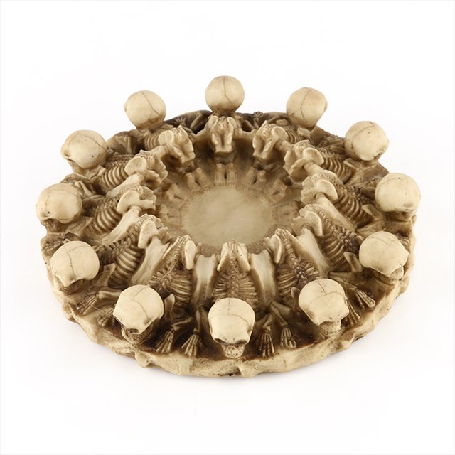 Kearding Cenicero de calavera, cenicero artesanal de resina, cenicero de esqueleto, contenedor de almacenamiento exquisito, adorno de Halloween, Artesanía Kearding HA061569-00