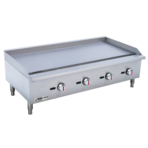 48 in. Commercial Natural Gas Manual Countertop Griddle in Stainless Steel