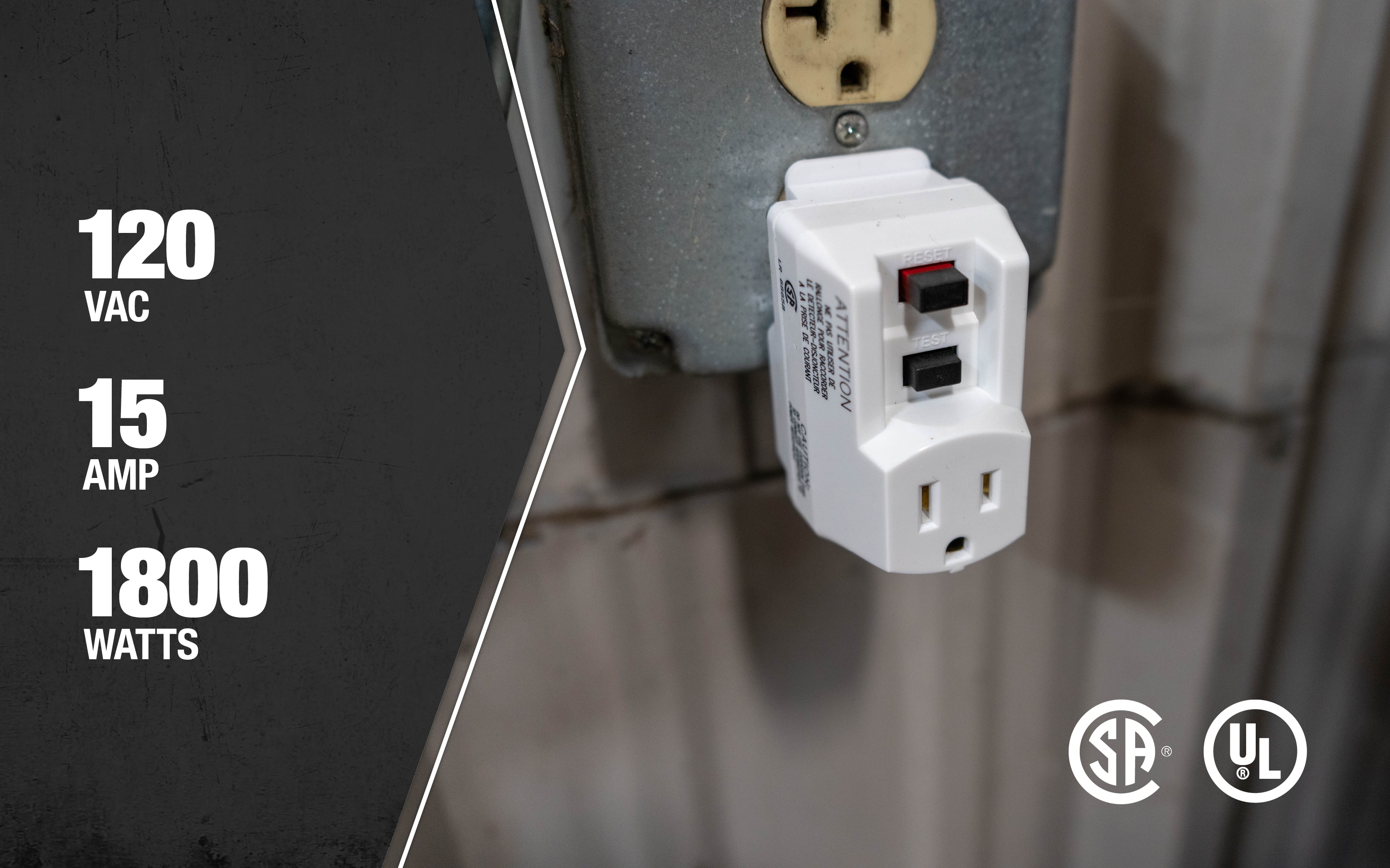 TRC 14650006-6 Shockshield White GFCI Plug with Surge Protection Electrical Outlet
