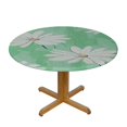 thumbnail image 3 of Fenyluxe  Round Tablecloth, Waterproof, Elastic Edge, Backing, Plastic Table Cloth Fit Round Tables for Patio, Picnic, Outdoor, Green Daisy 31-35, 3 of 8