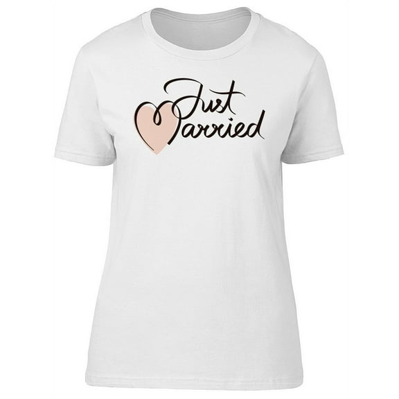 Just Married Cute Pink Heart T-Shirt Women -Image by Shutterstock, Female Small