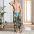 thumbnail image 2 of Gukieu Whimsical Cats Night Cafe Print Men's Home Trousers, Elastic Drawstring Home Pajamas Clothing Suitable for Adult Men-Small, 2 of 6
