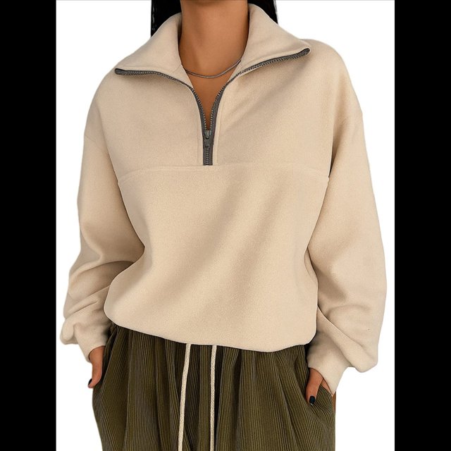 Sudaderas de Gran Tamaño para Mujer, Suéteres de Otoño, Sudaderas con Capucha de Moda, Suéter con Media Cremallera, Ropa de Larga. Amarillo L