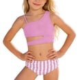 thumbnail image 5 of Big Girls Tankini Set Bathing Suit Graphic Sleeveless Swimsuit Ruffled Striped Print Two Piece With Briefs For Beach Pool, 5 of 9