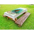 thumbnail image 1 of Ocean Outdoor Tablecloth, Sea Turtle Swims in the Ocean Tropical Underwater World Aquarium Illustration Print, Decorative Washable Fabric Picnic Tablecloth, 58 X 104 Inches, Green Brown, by Ambesonne, 1 of 2
