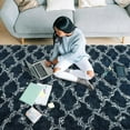 thumbnail image 4 of Junovo Shaggy Soft Rugs Bedroom Living Room Flully Carpet Home Decor Rug,5'x8',Navy Blue/White, 4 of 6