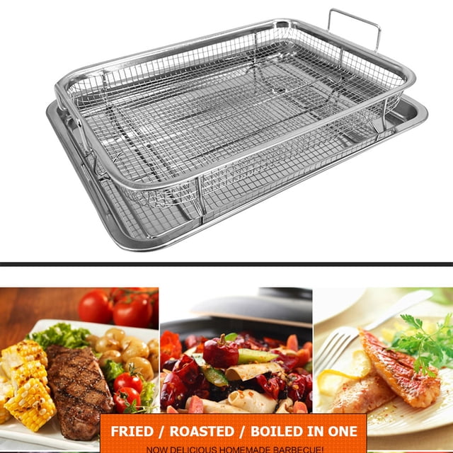 Bandeja De Hornear Bandeja para hornear en microondas Cestas para barbacoa Herramientas con clip (rectángulo de acero inoxidable)