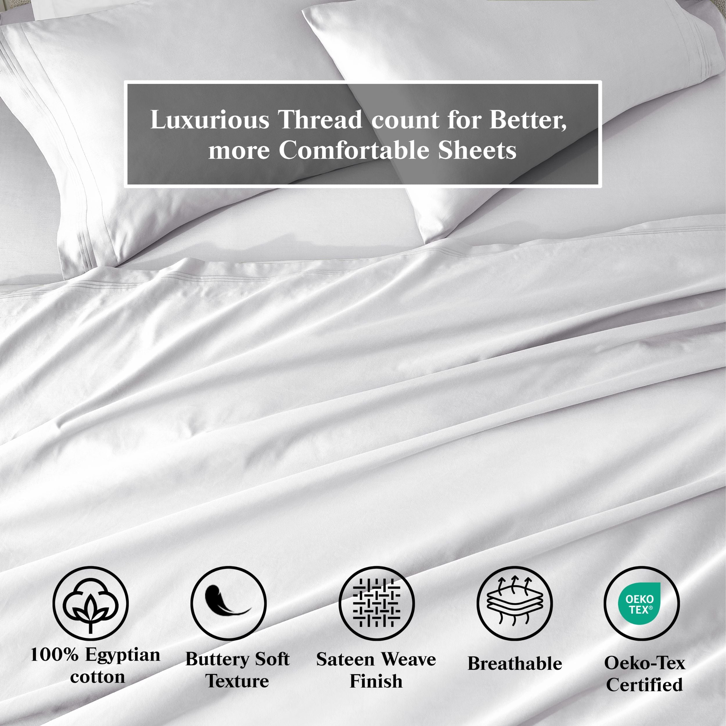Superior 650 TC Egyptian Cotton Fitted Sheet, Extra Deep Pocket - 18 Inch, King Size, White